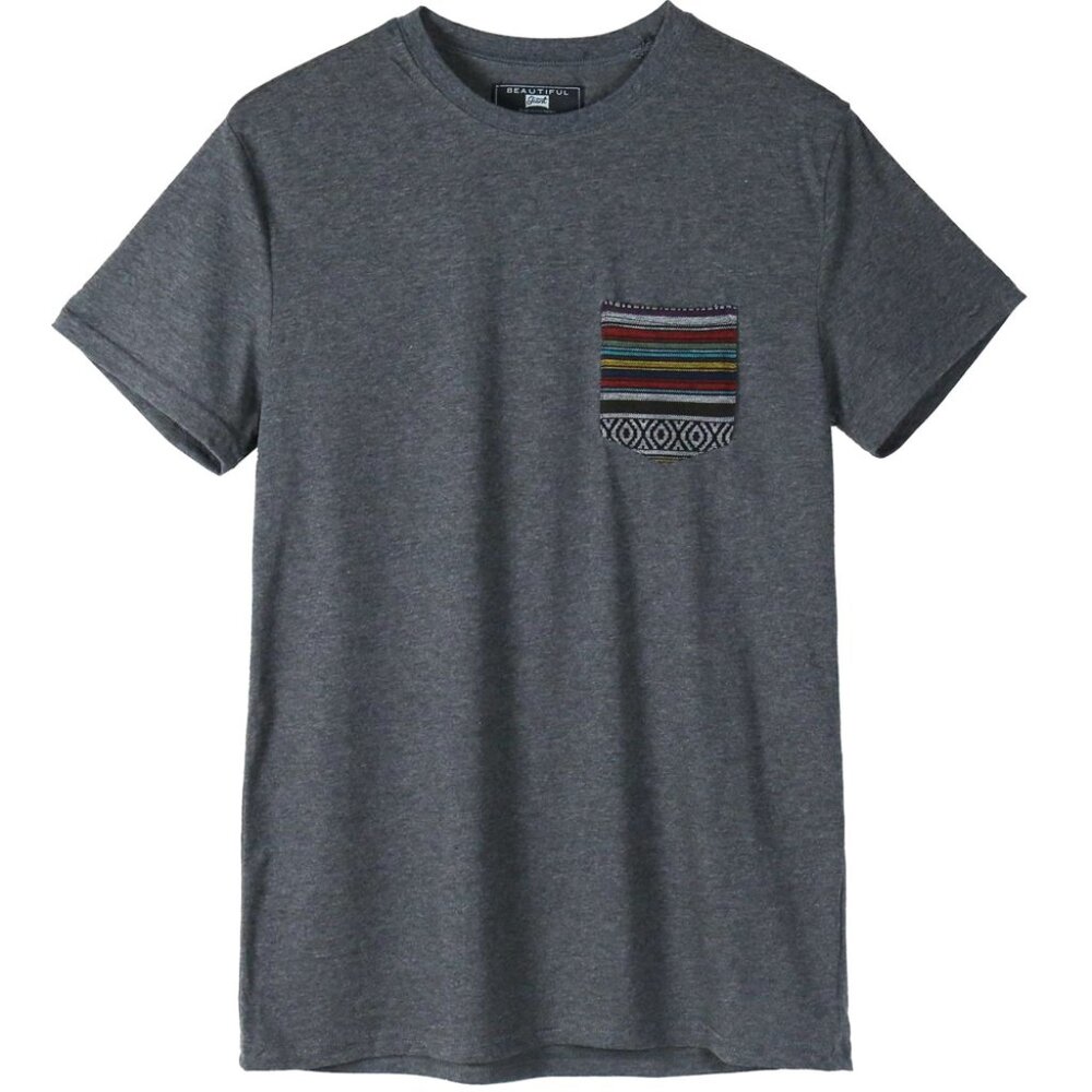 Men's Solid Color Short Sleeve T-Shirt with Pocket for Casual Everyday Size XL